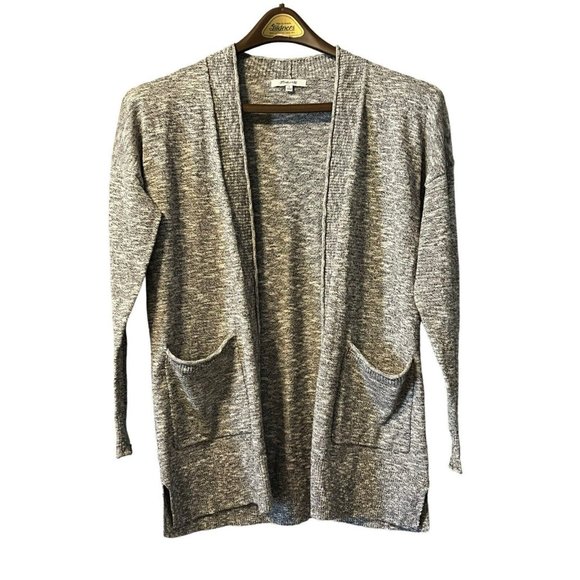 Madewell Womens Gray Cotton Blend Pockets Open-Front Long Cardigan Size Small - Picture 1 of 13